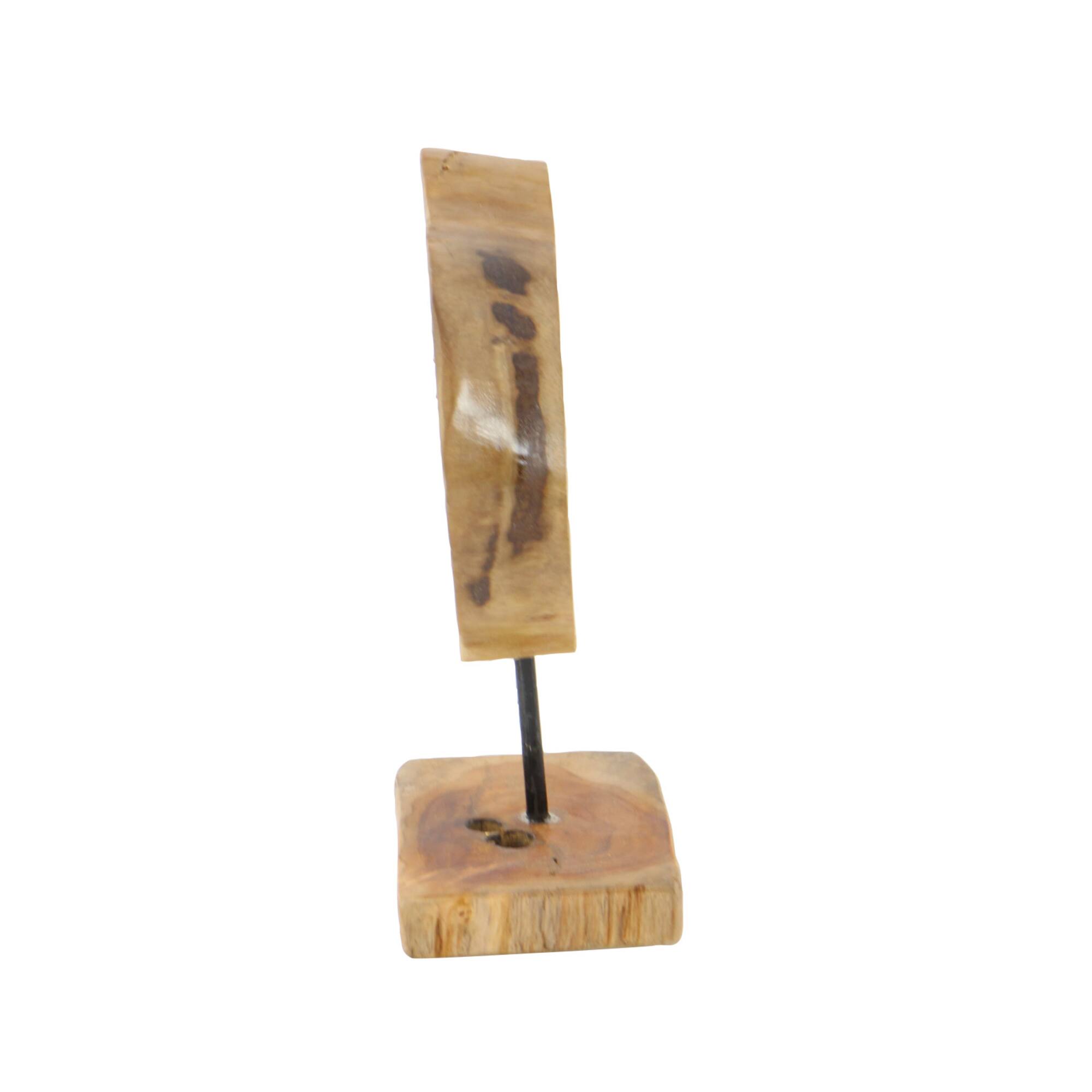 12" Natural Round Brown Teak Wood Log Sculpture